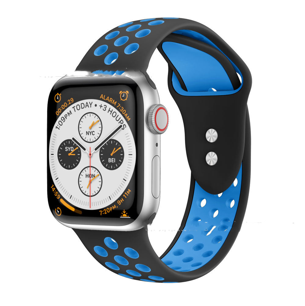 Two Tone Double Nails Round Hole Silicone Strap Sport Style